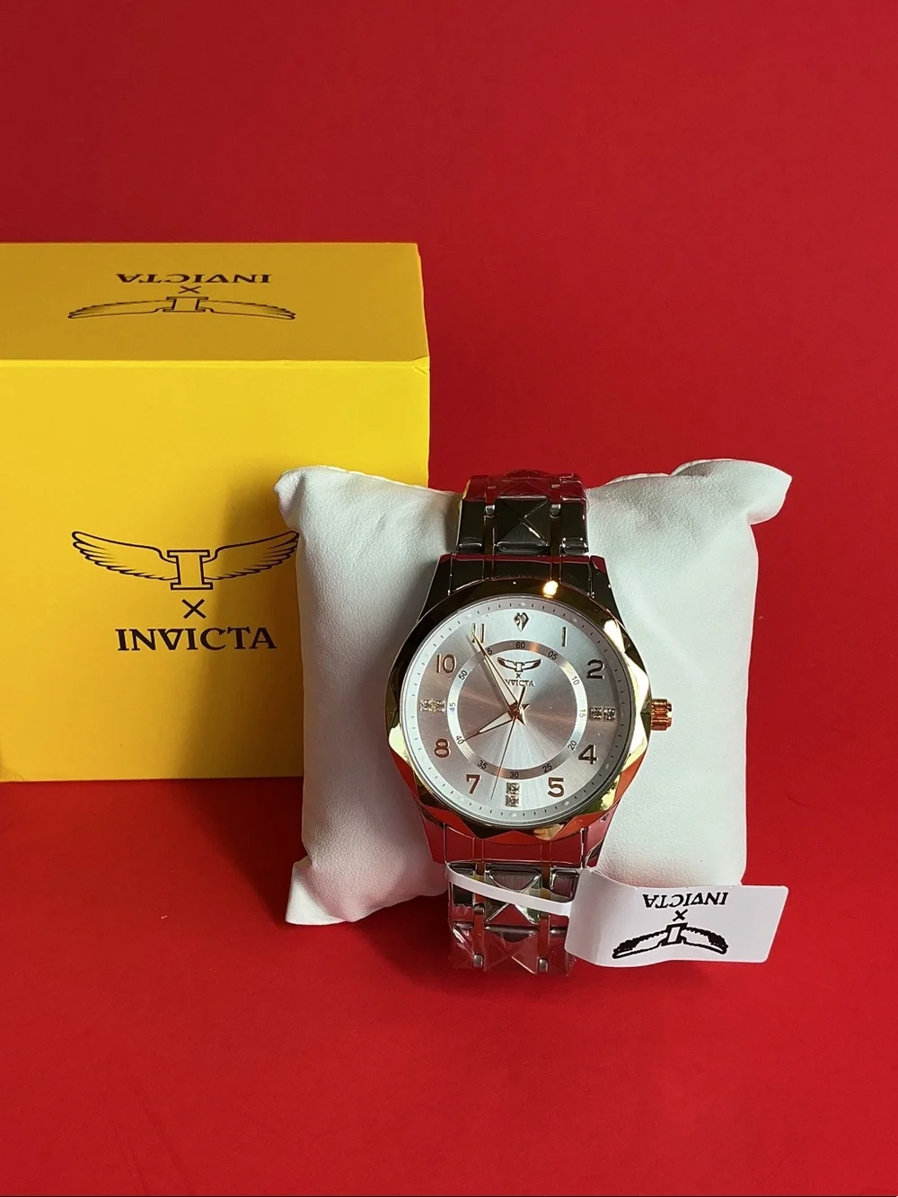 Invicta Silver and Gold Accent Men's Bracelet Watch with Yellow Box